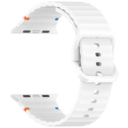 For Apple Watch Ultra 2 49mm Wavy Grain Stitched Silicone Watch Band(White) by bashfashion