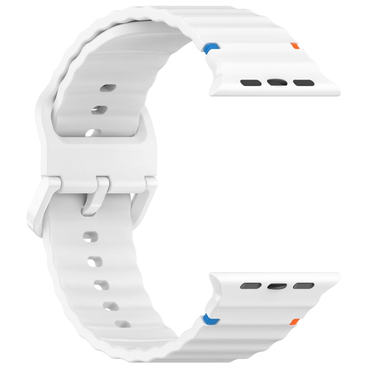For Apple Watch Ultra 2 49mm Wavy Grain Stitched Silicone Watch Band(White) by bashfashion