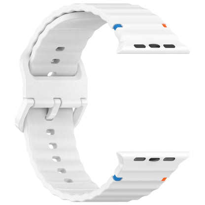 For Apple Watch Ultra 2 49mm Wavy Grain Stitched Silicone Watch Band(White) by bashfashion