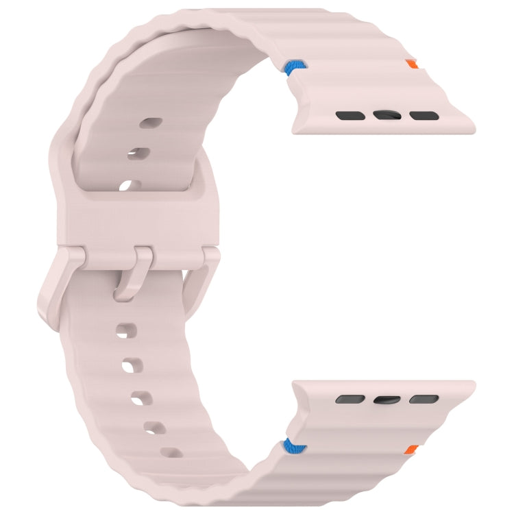 For Apple Watch Ultra 2 49mm Wavy Grain Stitched Silicone Watch Band(Sandy Pink) by bashfashion