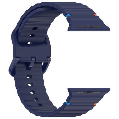 For Apple Watch Ultra 2 49mm Wavy Grain Stitched Silicone Watch Band(Navy Blue) by bashfashion