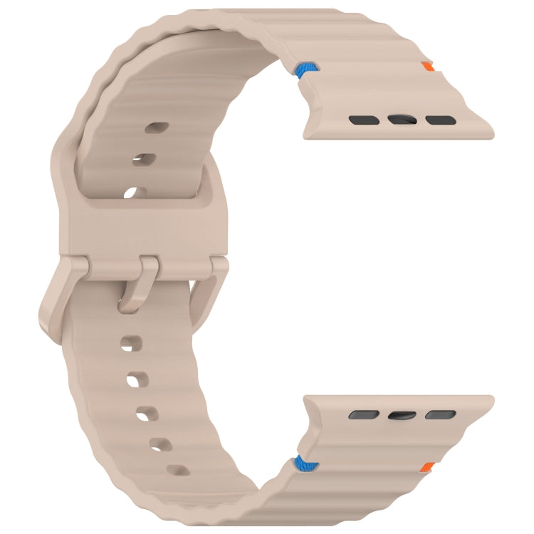 For Apple Watch Ultra 2 49mm Wavy Grain Stitched Silicone Watch Band(Milk Tea Color) by bashfashion