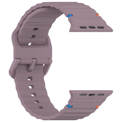 For Apple Watch Ultra 2 49mm Wavy Grain Stitched Silicone Watch Band(Smoke Purple) by bashfashion