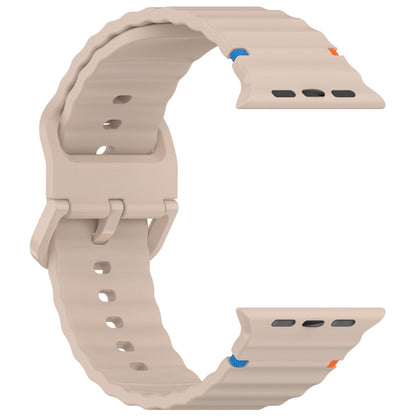 For Apple Watch Ultra 49mm Wavy Grain Stitched Silicone Watch Band(Milk Tea Color) by bashfashion