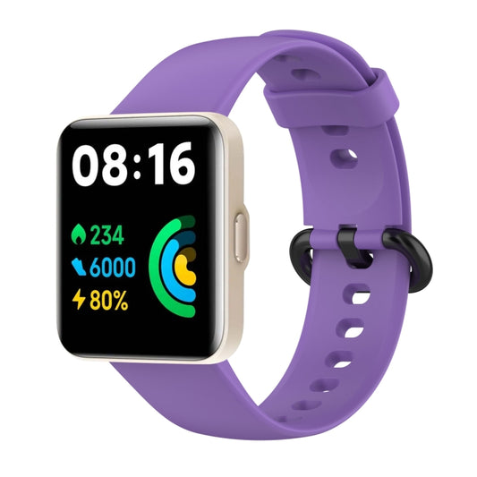 For Redmi Watch 2 Lite Solid Color Black Buckle Silicone Watch Band(Purple) by bashfashion