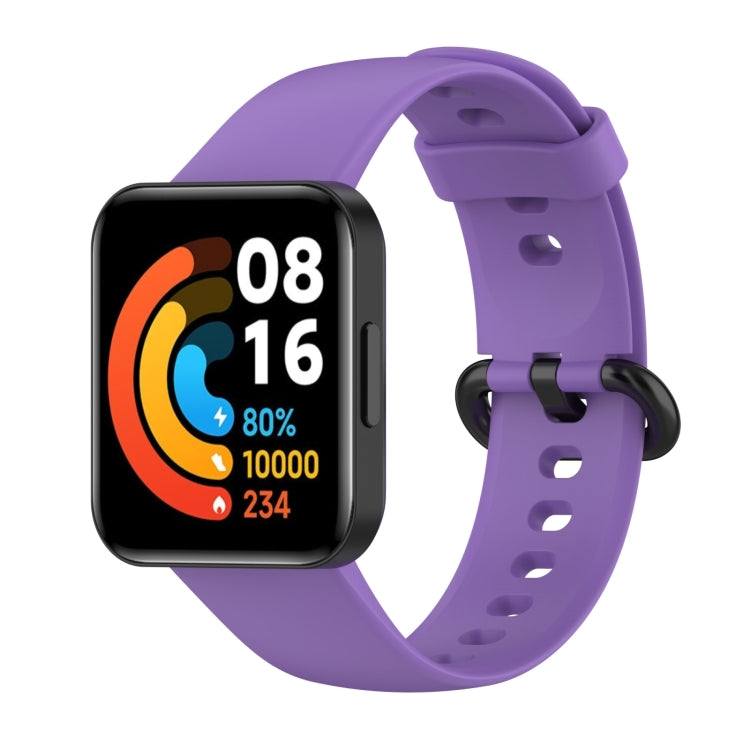 For Redmi Horloge 2 Solid Color Black Steel Buckle Silicone Watch Band(Purple) by bashfashion