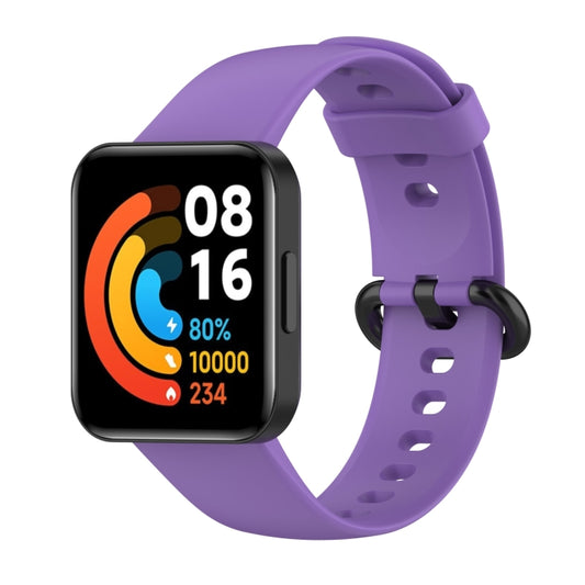 For Redmi Horloge 2 Solid Color Black Steel Buckle Silicone Watch Band(Purple) by bashfashion