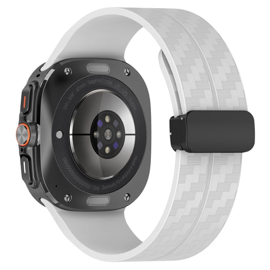 For Samsung Galaxy Watch Ultra 47mm Carbon Fiber Magnetic Folding Buckle Silicone Watch Band(Gray) by bashfashion