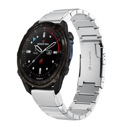 For Garmin Descent Mk3i 51mm Tortoise Shell 26mm Stainless Steel Watch Band(Sliver) by bashfashion