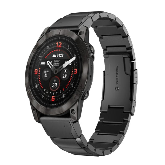 For Garmin Epix Pro 51mm Tortoise Shell 26mm Stainless Steel Watch Band(Black) by bashfashion