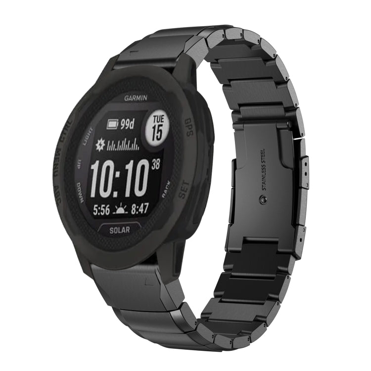 For Garmin Instinct 2X Solar Tortoise Shell 26mm Stainless Steel Watch Band(Black) by bashfashion