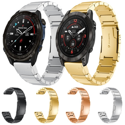 For Garmin Tactix 7 AMOLED Tortoise Shell 26mm Stainless Steel Watch Band(Rose Gold) by bashfashion