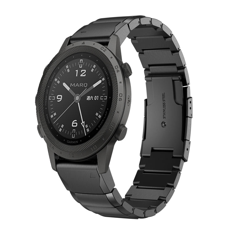 For Garmin MARQ Commander Tortoise Shell 22mm Stainless Steel Watch Band(Black) by bashfashion