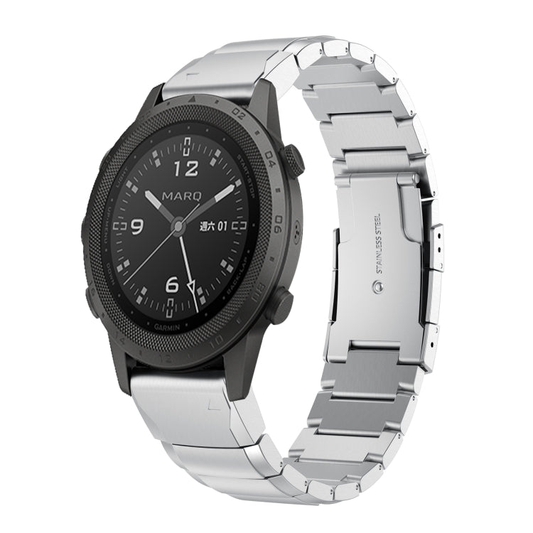 For Garmin MARQ Commander Tortoise Shell 22mm Stainless Steel Watch Band(Sliver) by bashfashion