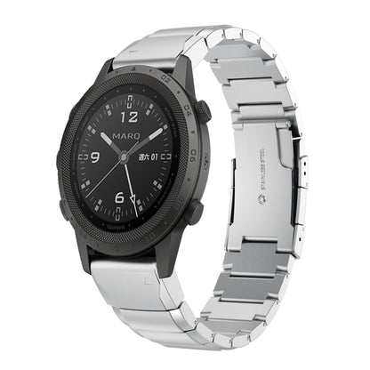 For Garmin MARQ Commander Tortoise Shell 22mm Stainless Steel Watch Band(Sliver) by bashfashion