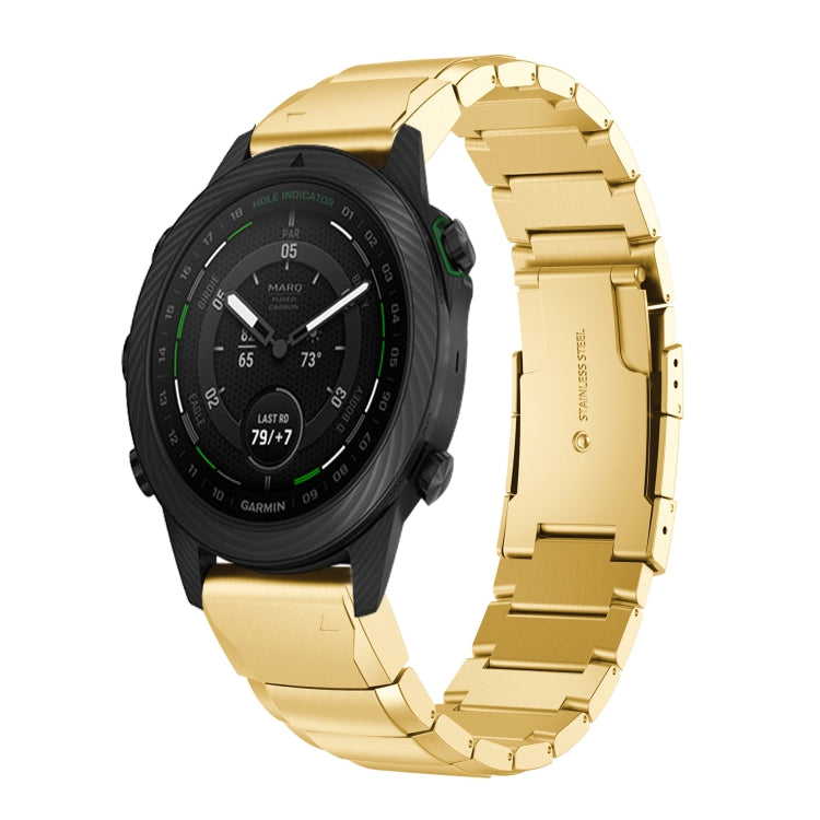 For Garmin MARQ Golfer Tortoise Shell 22mm Stainless Steel Watch Band(Gold) by bashfashion