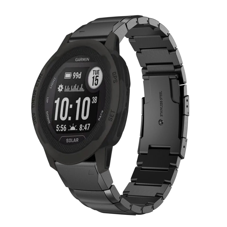 For Garmin Instinct 2 Solar Tortoise Shell 22mm Stainless Steel Watch Band(Black) by bashfashion