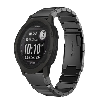 For Garmin Instinct 2 Solar Tortoise Shell 22mm Stainless Steel Watch Band(Black) by bashfashion