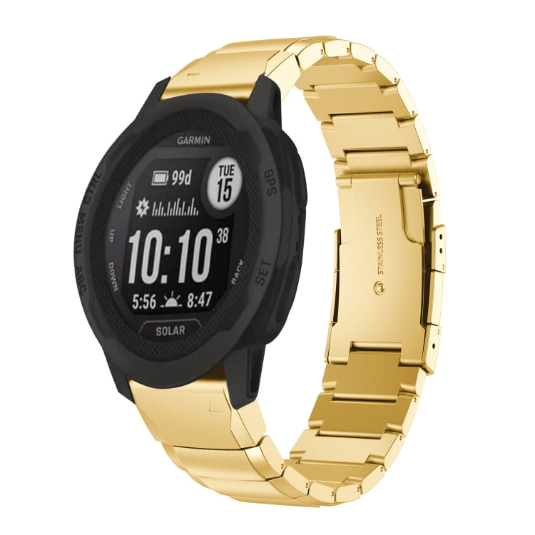 For Garmin Instinct 2 Solar Tortoise Shell 22mm Stainless Steel Watch Band(Gold) by bashfashion