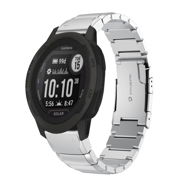 For Garmin Instinct 2 Solar Tortoise Shell 22mm Stainless Steel Watch Band(Sliver) by bashfashion