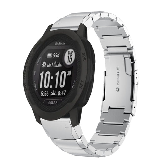 For Garmin Instinct 2 Solar Tortoise Shell 22mm Stainless Steel Watch Band(Sliver) by bashfashion