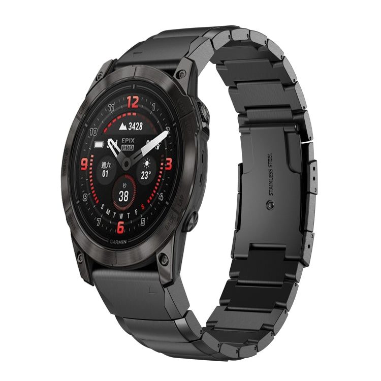 For Garmin Epix Pro 47mm Tortoise Shell 22mm Stainless Steel Watch Band(Black) by bashfashion