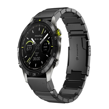 For Garmin MARQ Athlete Gen 2 Tortoise Shell 22mm Stainless Steel Watch Band(Black) by bashfashion