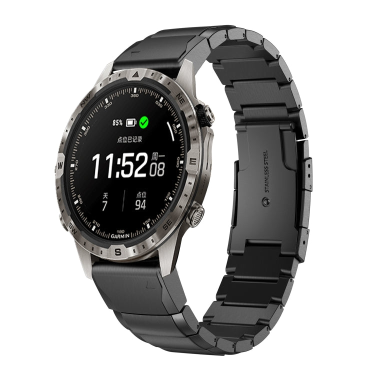 For Garmin MARQ Adventurer Gen 2 Tortoise Shell 22mm Stainless Steel Watch Band(Black) by bashfashion