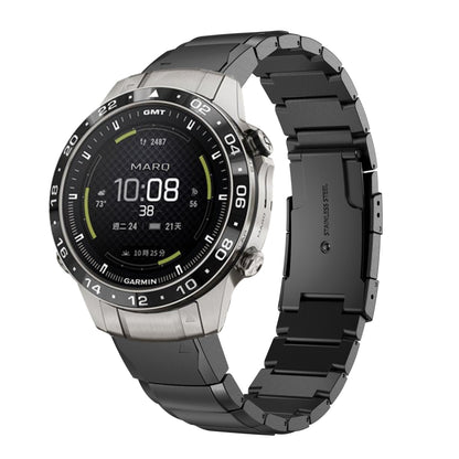 For Garmin MARQ Aviator Gen 2 Tortoise Shell 22mm Stainless Steel Watch Band(Black) by bashfashion