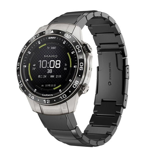 For Garmin MARQ Aviator Gen 2 Tortoise Shell 22mm Stainless Steel Watch Band(Black) by bashfashion