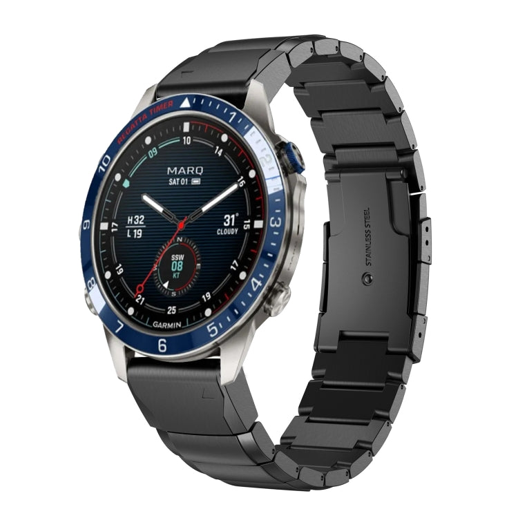 For Garmin MARQ Captain Gen 2 Tortoise Shell 22mm Stainless Steel Watch Band(Black) by bashfashion