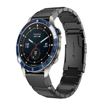 For Garmin MARQ Captain Gen 2 Tortoise Shell 22mm Stainless Steel Watch Band(Black) by bashfashion