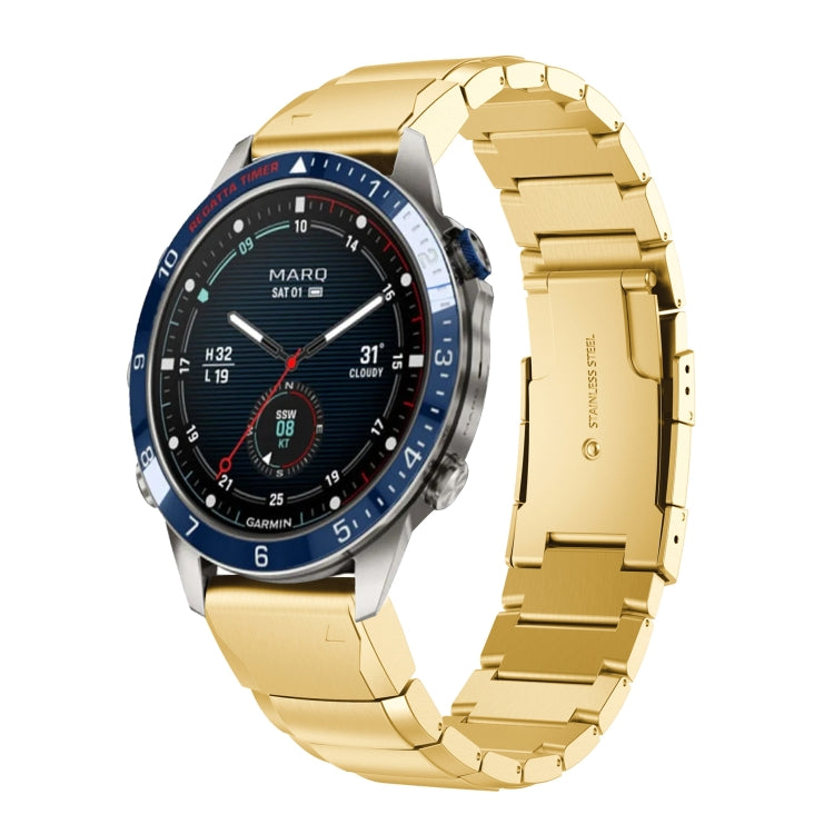 For Garmin MARQ Captain Gen 2 Tortoise Shell 22mm Stainless Steel Watch Band(Gold) by bashfashion