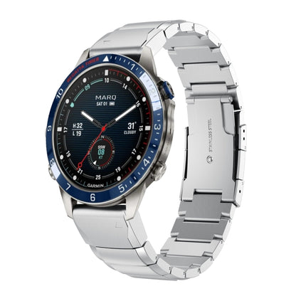 For Garmin MARQ Captain Gen 2 Tortoise Shell 22mm Stainless Steel Watch Band(Sliver) by bashfashion