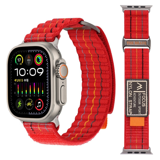 For Apple Watch Ultra 2 49mm Two Sections Nylon Hook and Loop Fastener Watch Band(Cherry Red) by bashfashion