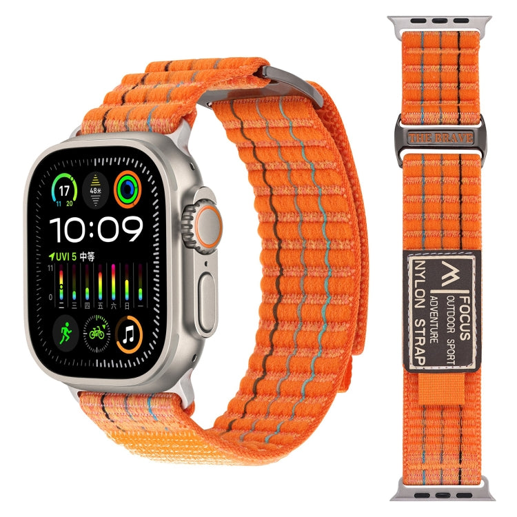 For Apple Watch Ultra 49mm Two Sections Nylon Hook and Loop Fastener Watch Band(Vibrant Orange) by bashfashion