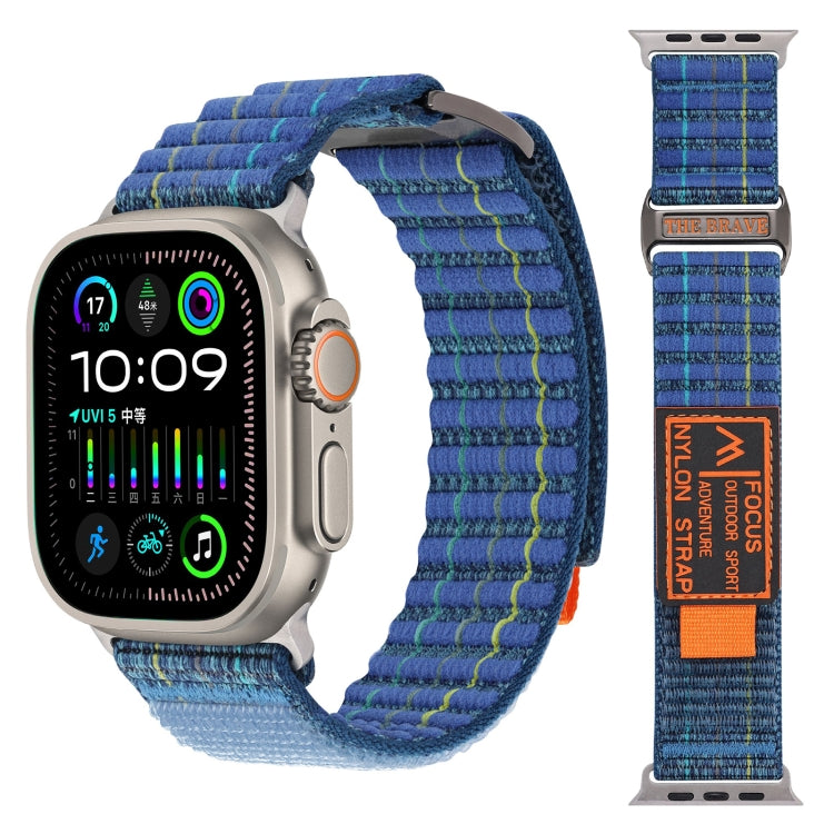 For Apple Watch Ultra 49mm Two Sections Nylon Hook and Loop Fastener Watch Band(Scuba Blue) by bashfashion