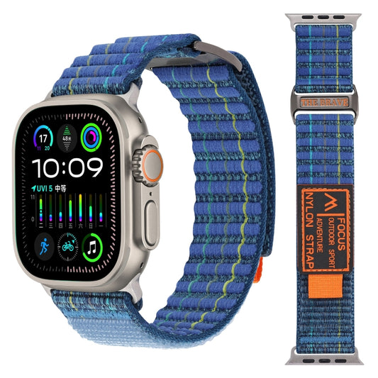 For Apple Watch Ultra 49mm Two Sections Nylon Hook and Loop Fastener Watch Band(Scuba Blue) by bashfashion