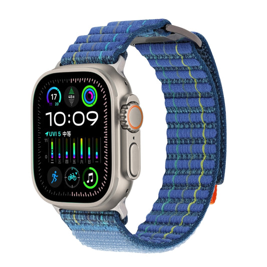 For Apple Watch Ultra 49mm Two Sections Nylon Hook and Loop Fastener Watch Band(Scuba Blue) by bashfashion