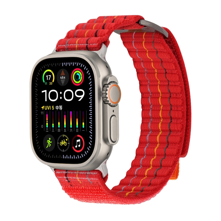 For Apple Watch Ultra 49mm Two Sections Nylon Hook and Loop Fastener Watch Band(Cherry Red) by bashfashion