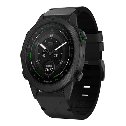 For Garmin MARQ Golfer Leather Steel Buckle 22mm Watch Band(Black) by bashfashion