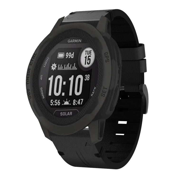 For Garmin Instinct 2 Solar Leather Steel Buckle 22mm Watch Band(Black) by bashfashion