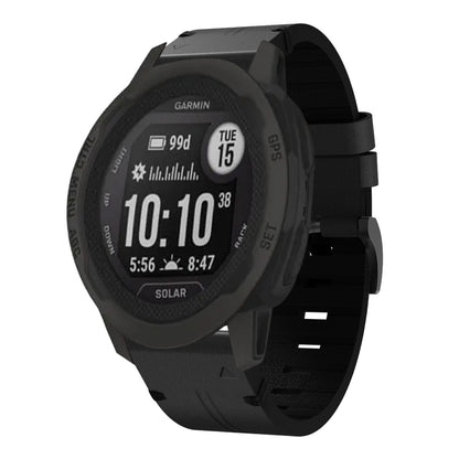 For Garmin Instinct 2 Solar Leather Steel Buckle 22mm Watch Band(Black) by bashfashion