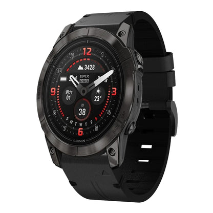 For Garmin Epix Pro 47mm Leather Steel Buckle 22mm Watch Band(Black) by bashfashion