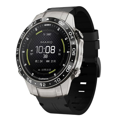 For Garmin MARQ Aviator Gen 2 Leather Steel Buckle 22mm Watch Band(Black) by bashfashion