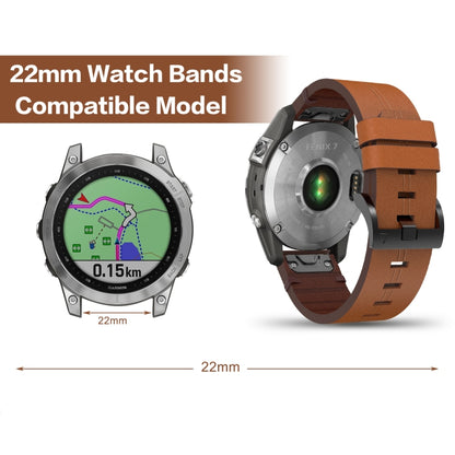 For Garmin MARQ Golfer Leather Steel Buckle 22mm Watch Band(Black) by bashfashion