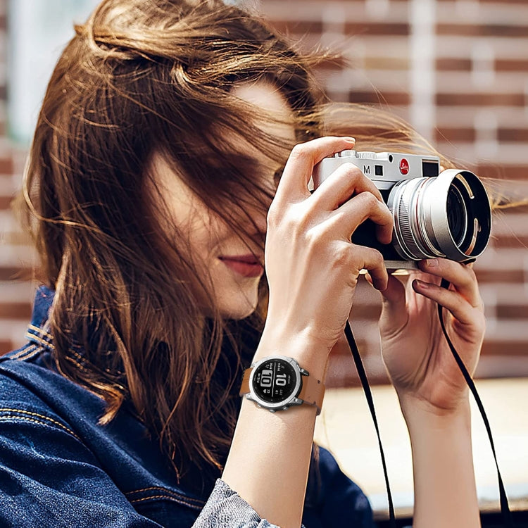 For Garmin MARQ Golfer Gen 2 Leather Steel Buckle 22mm Watch Band(Brown) by bashfashion