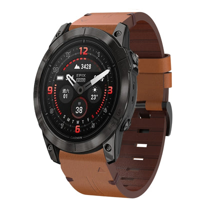 For Garmin Epix Pro 51mm Leather Steel Buckle 26mm Watch Band(Brown) by bashfashion