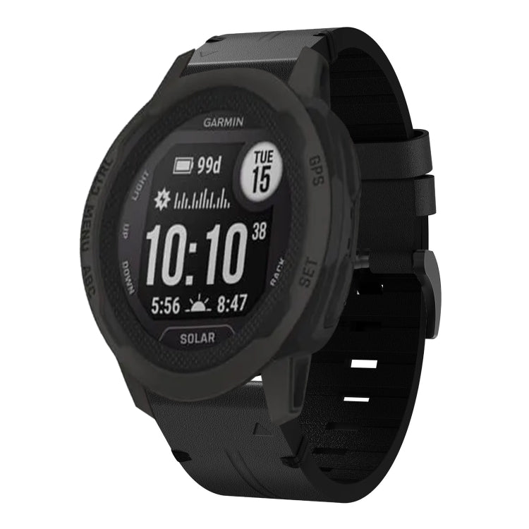 For Garmin Instinct 2X Solar Leather Steel Buckle 26mm Watch Band(Black) by bashfashion