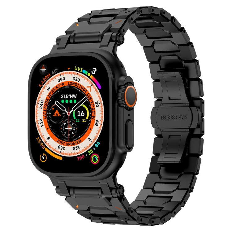 For Apple Watch Ultra 2 49mm Pathfinder Stainless Steel Metal Watch Band(Black) by bashfashion